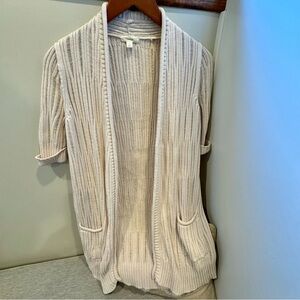 Caslon, small, beige, 1/2 sleeve cardigan, with pockets.